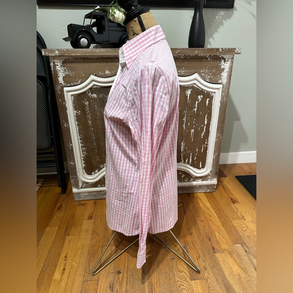 Ladies 12 Fior da Liso Pink Button Down Dress Shirt - Picture 3 of 9